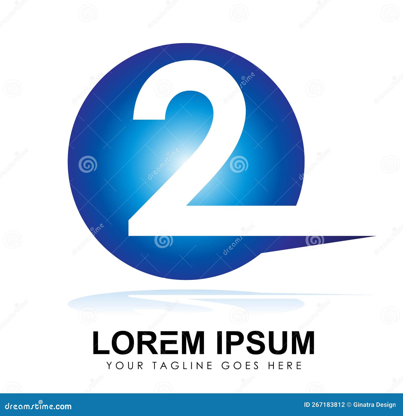 Number 2 in Circle Logo Vector Icon Stock Vector - Illustration of