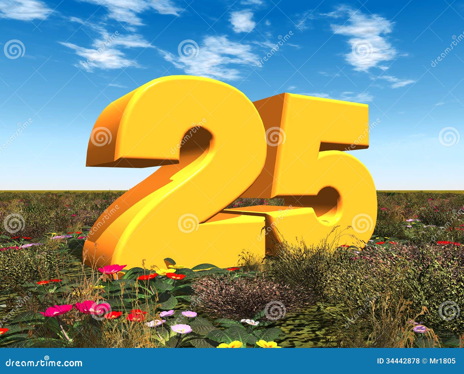 The Number 25 stock illustration. Illustration of flowers - 34442878
