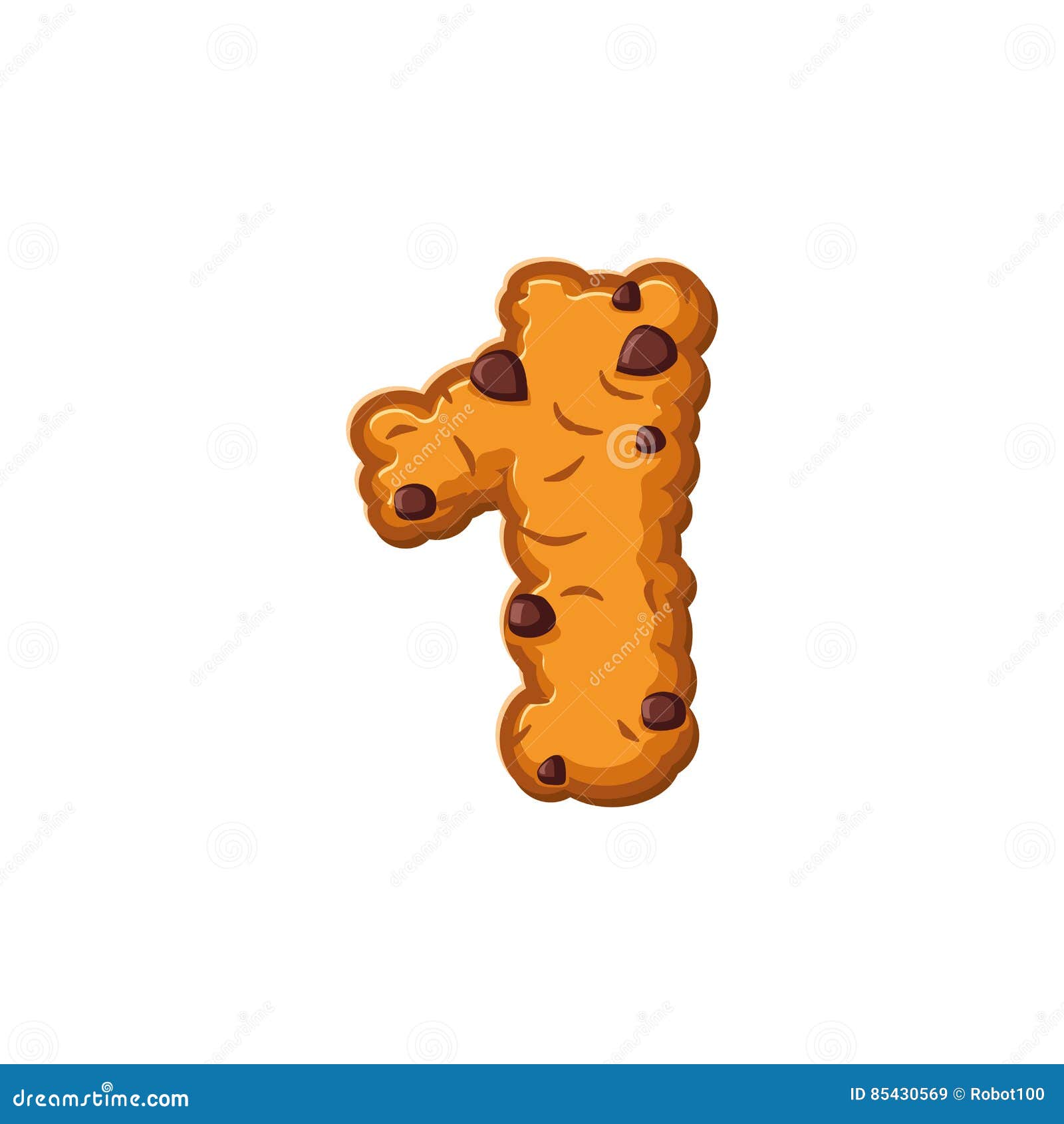 number 1 cookies font oatmeal biscuit alphabet symbol one food stock