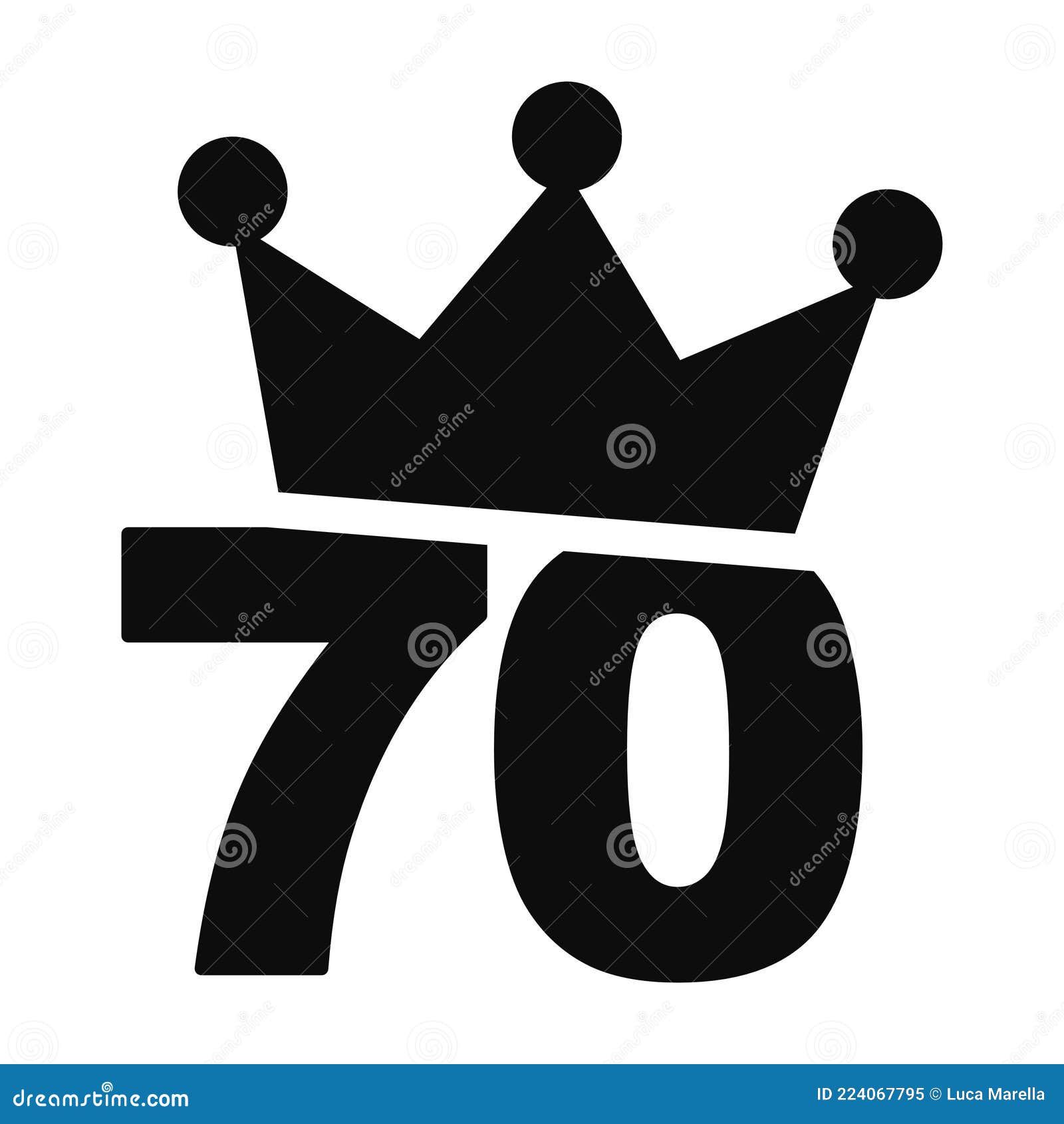 Number 70 with a Crown Illustration Stock Illustration - Illustration ...