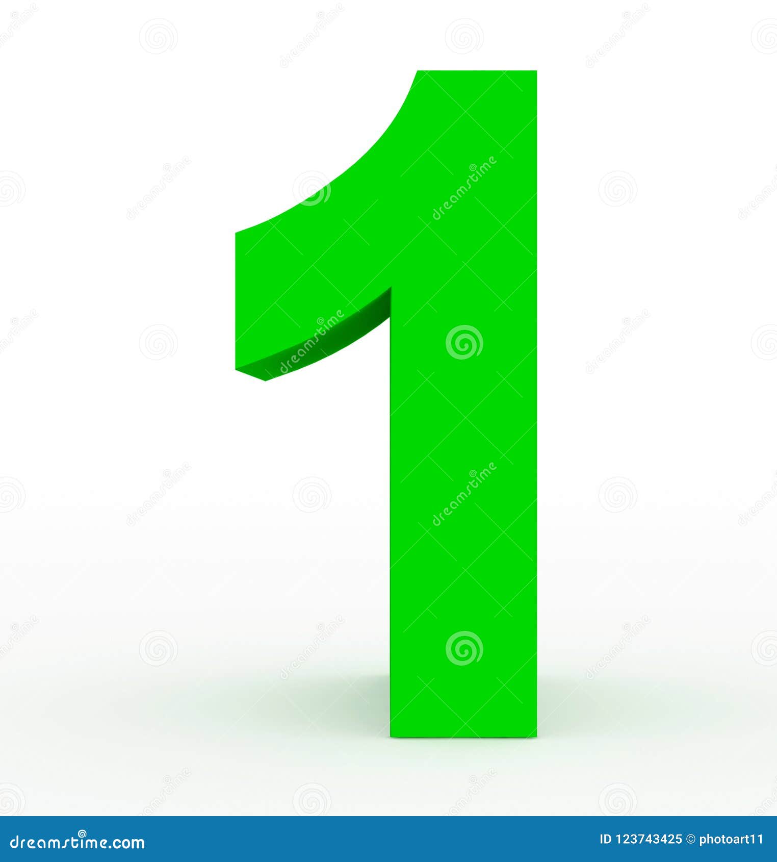 Number 1 3d Clean Green Isolated on White Stock Illustration