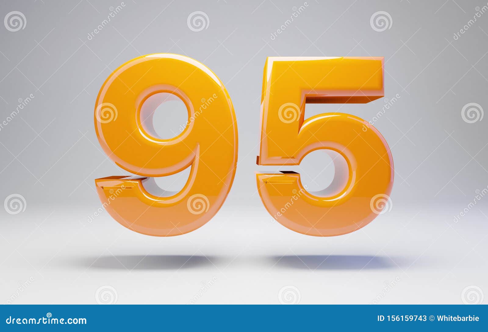 Number 95 3d Orange Glossy Number Isolated On White