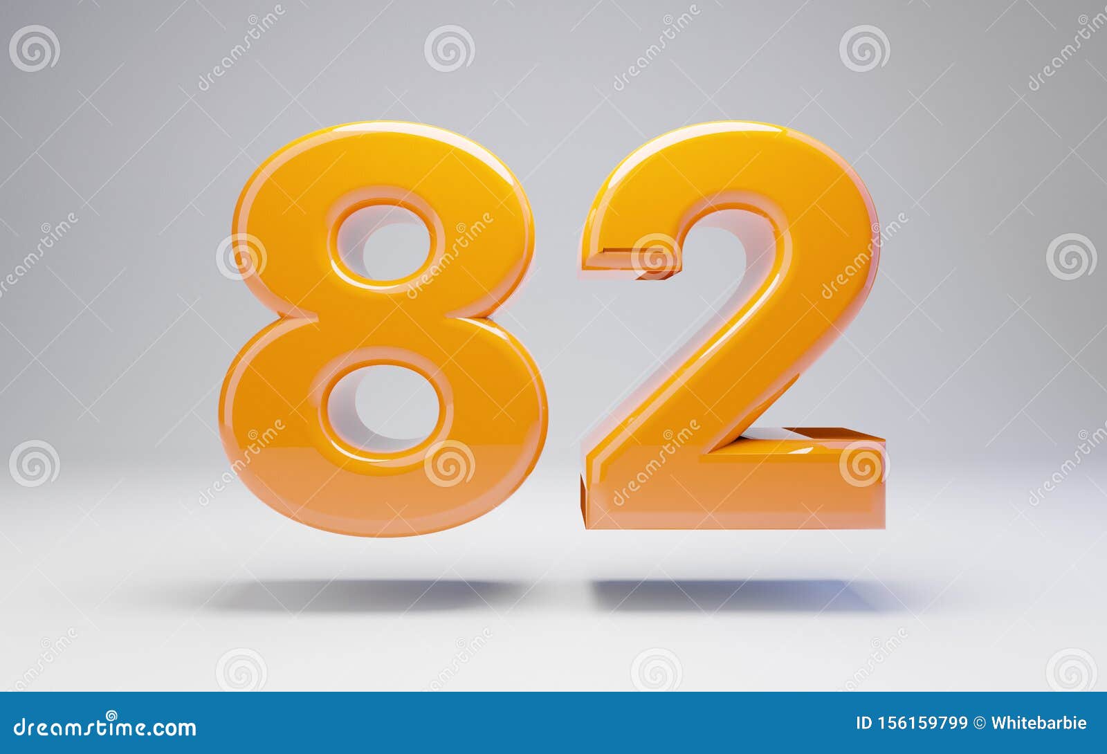 number-82-3d-orange-glossy-number-isolated-on-white-background-stock