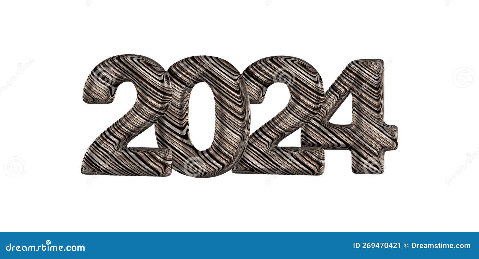 Number 2024 3D Render with Background White Stock Illustration