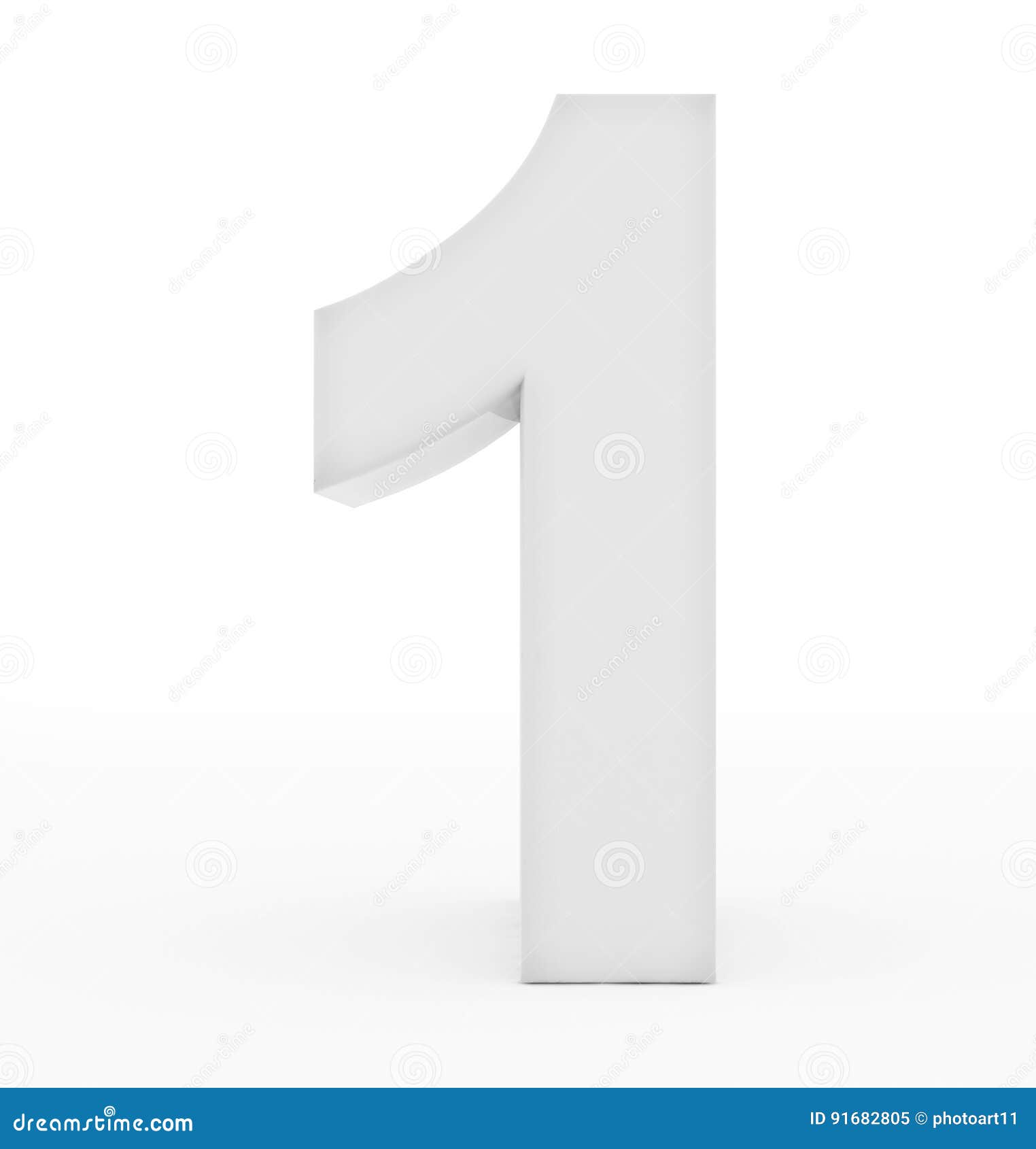 Number 1 3d White Isolated on White Stock Illustration - Illustration