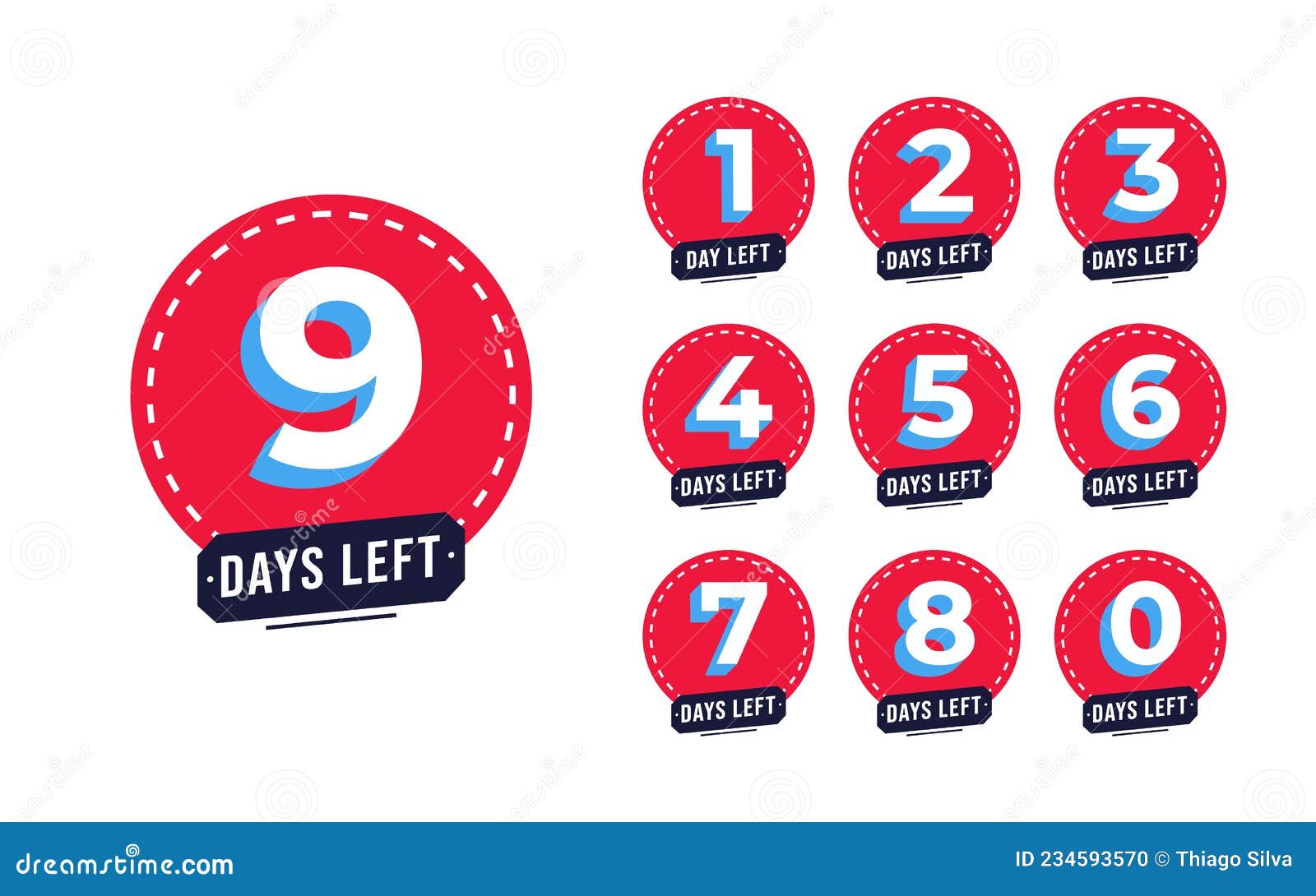 Number of Days Left. Stickers and Banners Timer Pack Stock Vector