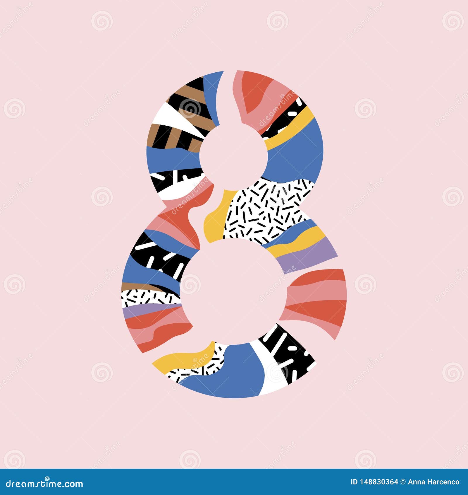 Number Eight Vector Font Alphabet. Stock Illustration Illustration of