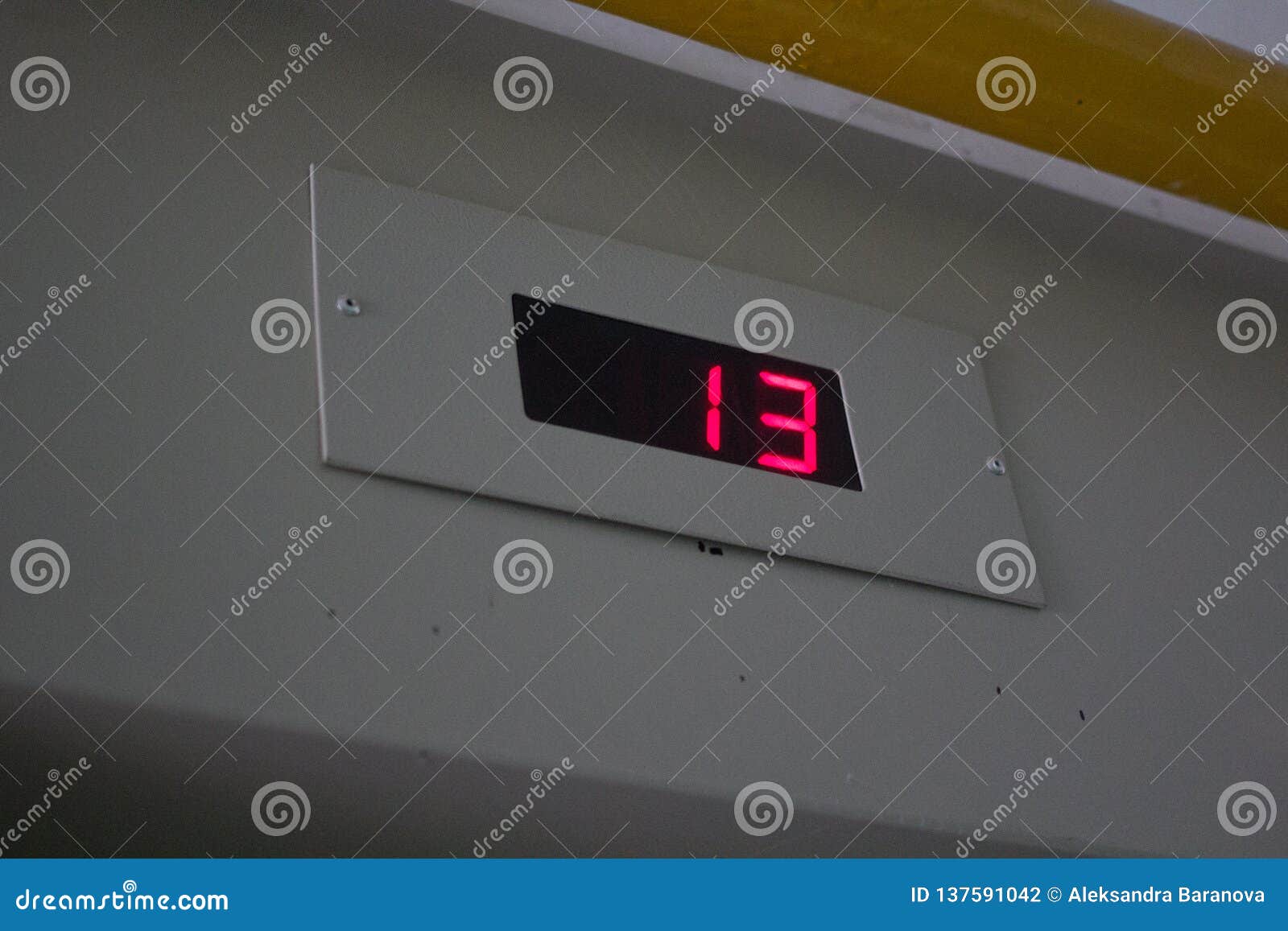 Number 13 On The Elevator Dial The Thirteenth Floor Stock Photo