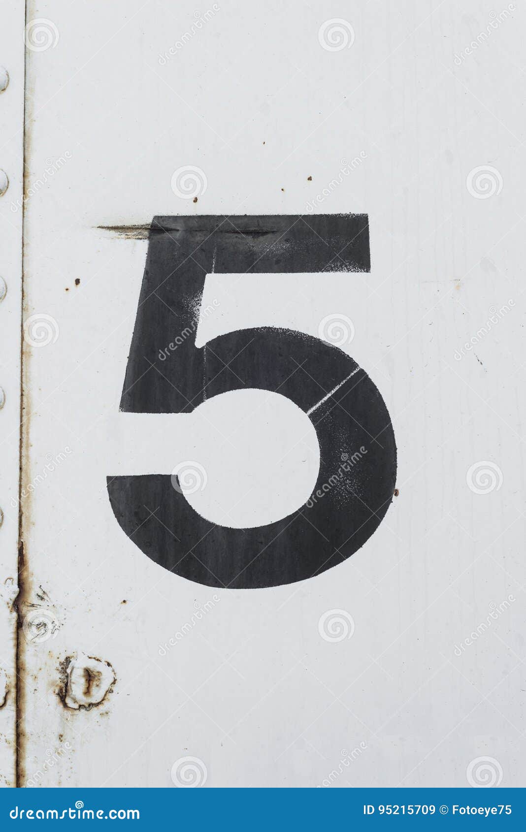 Number 5 Five White Old Metal Background Texture Stock Image Image of