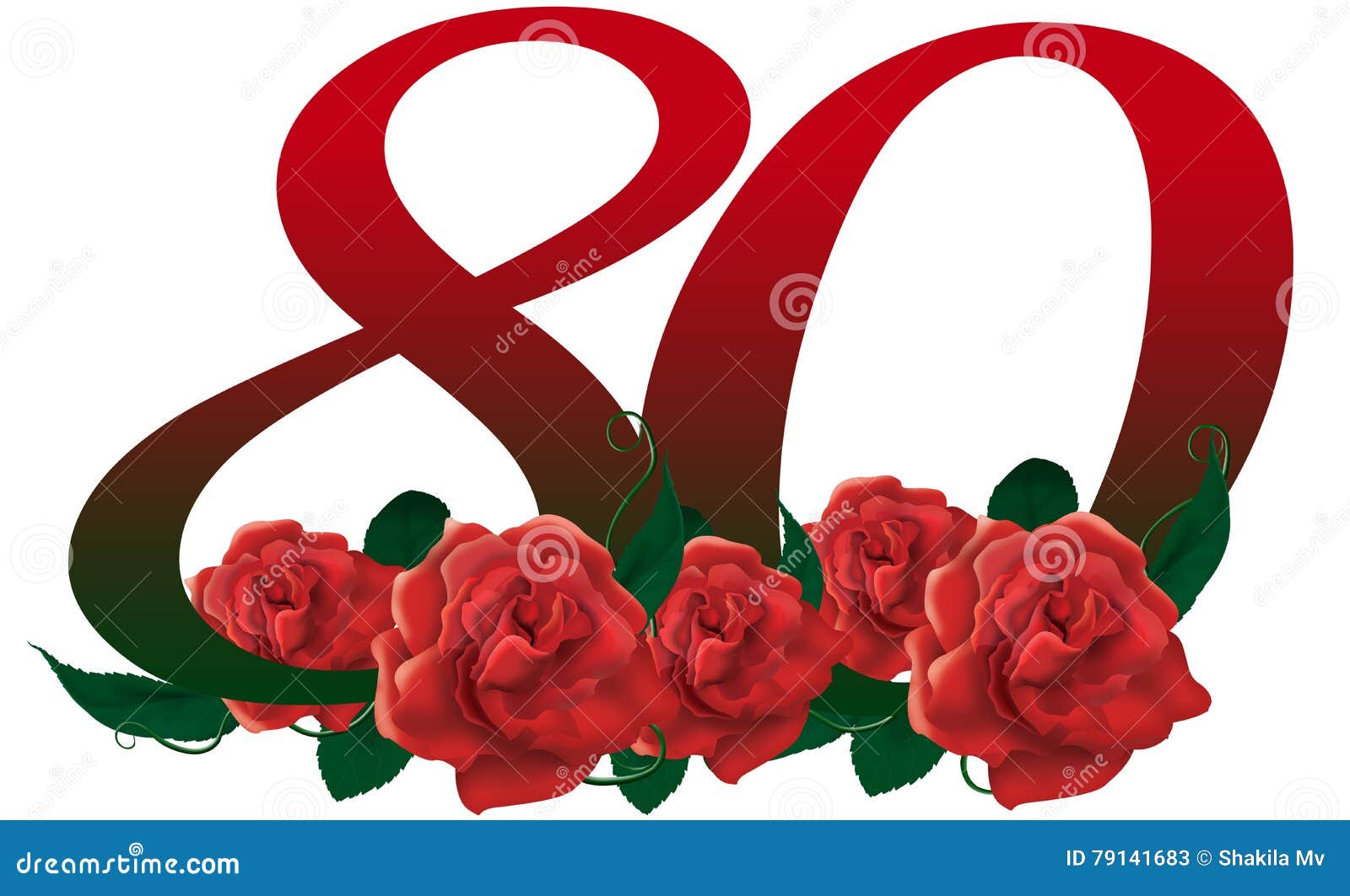 Number 80 Flower Stock Illustration Illustration Of Card 79141683