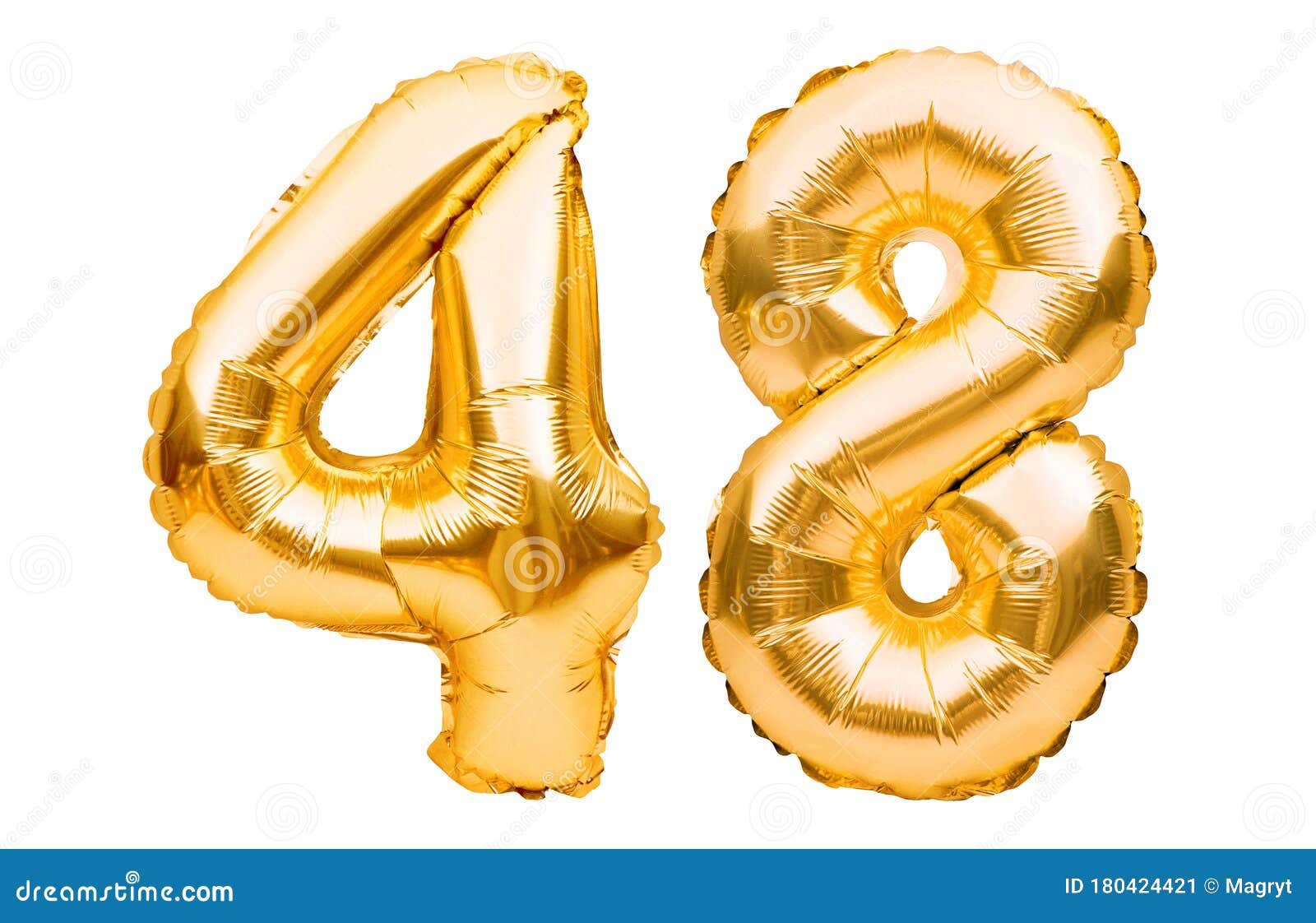 Number 48 Forty Eight Made of Golden Inflatable Balloons Isolated on ...