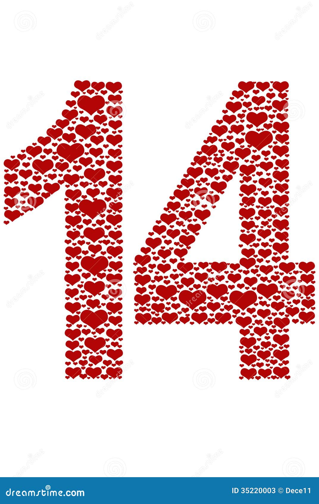 Number Fourteen Made Of Hearts Stock Vector - Illustration ...
