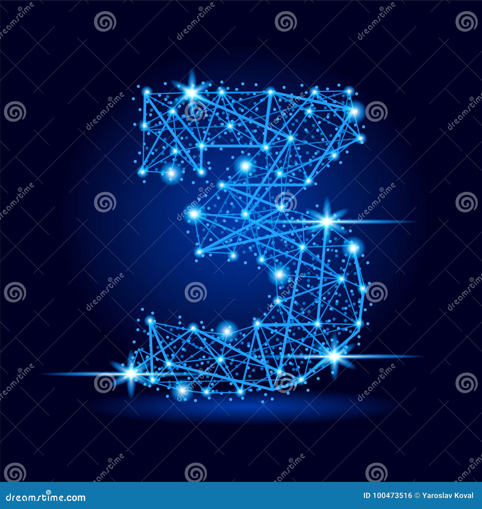 3 Number Futuristic Polygonal Line Space Stars Stock Illustration ...