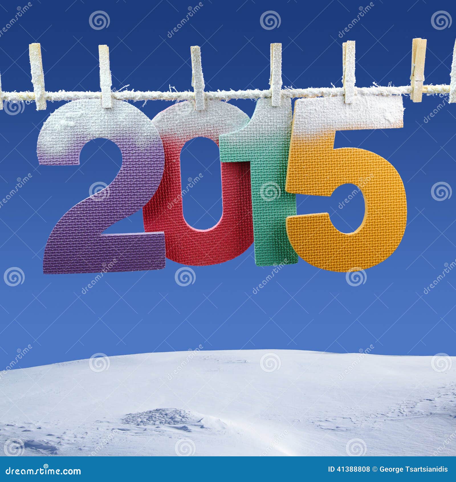 Number 2015 Hanging on a Clothesline Stock Photo Image of beautiful