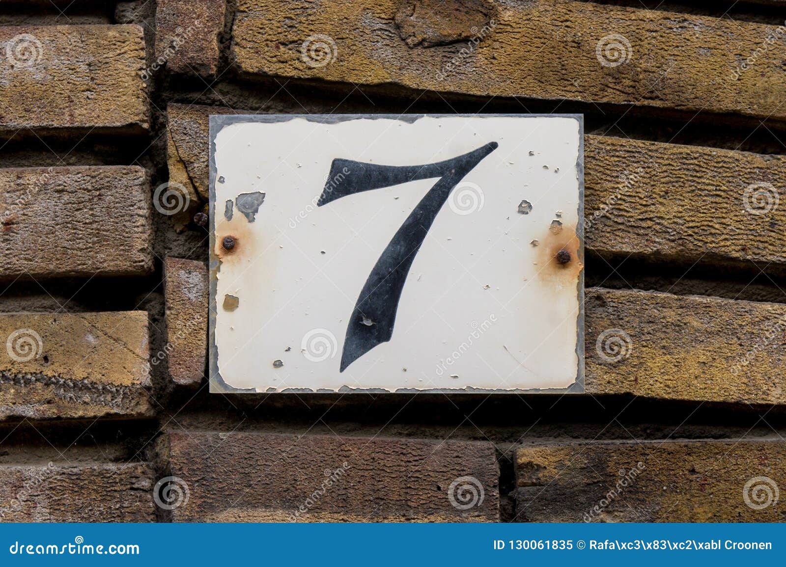 House number 7 stock image. Image of figure, hand, placard 130061835