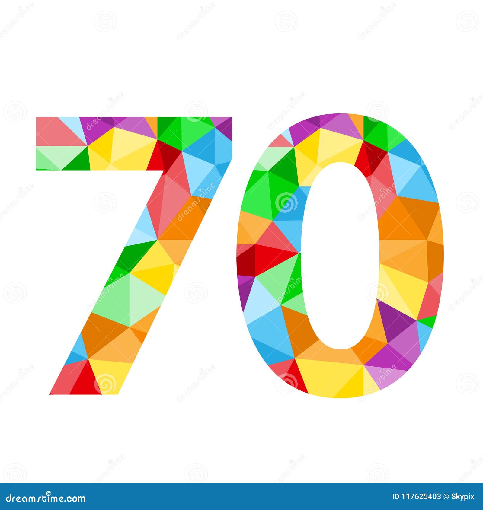 Number 70 Icon With Colorful Polygon Pattern Stock Illustration ...