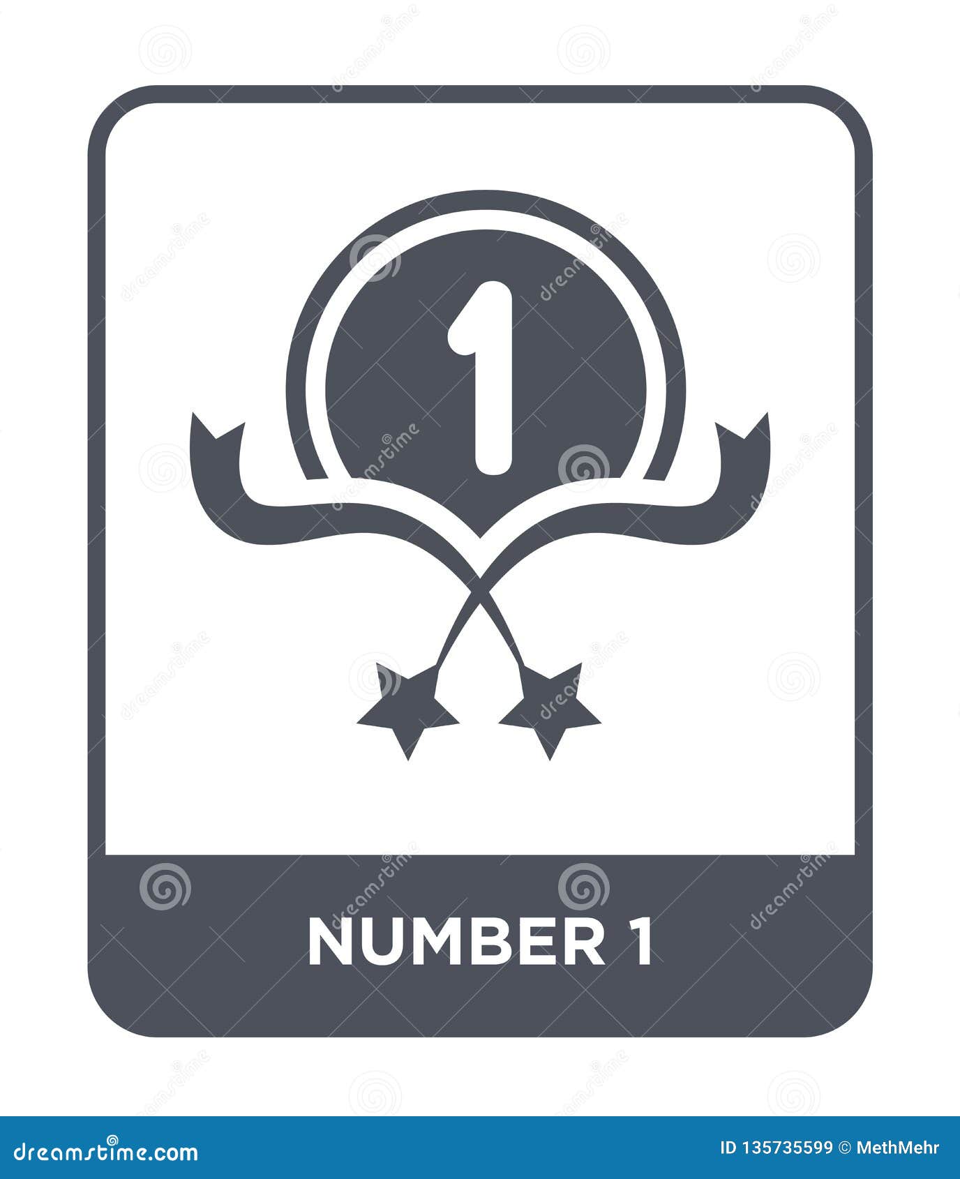 Number 1 Icon in Trendy Design Style. Number 1 Icon Isolated on White