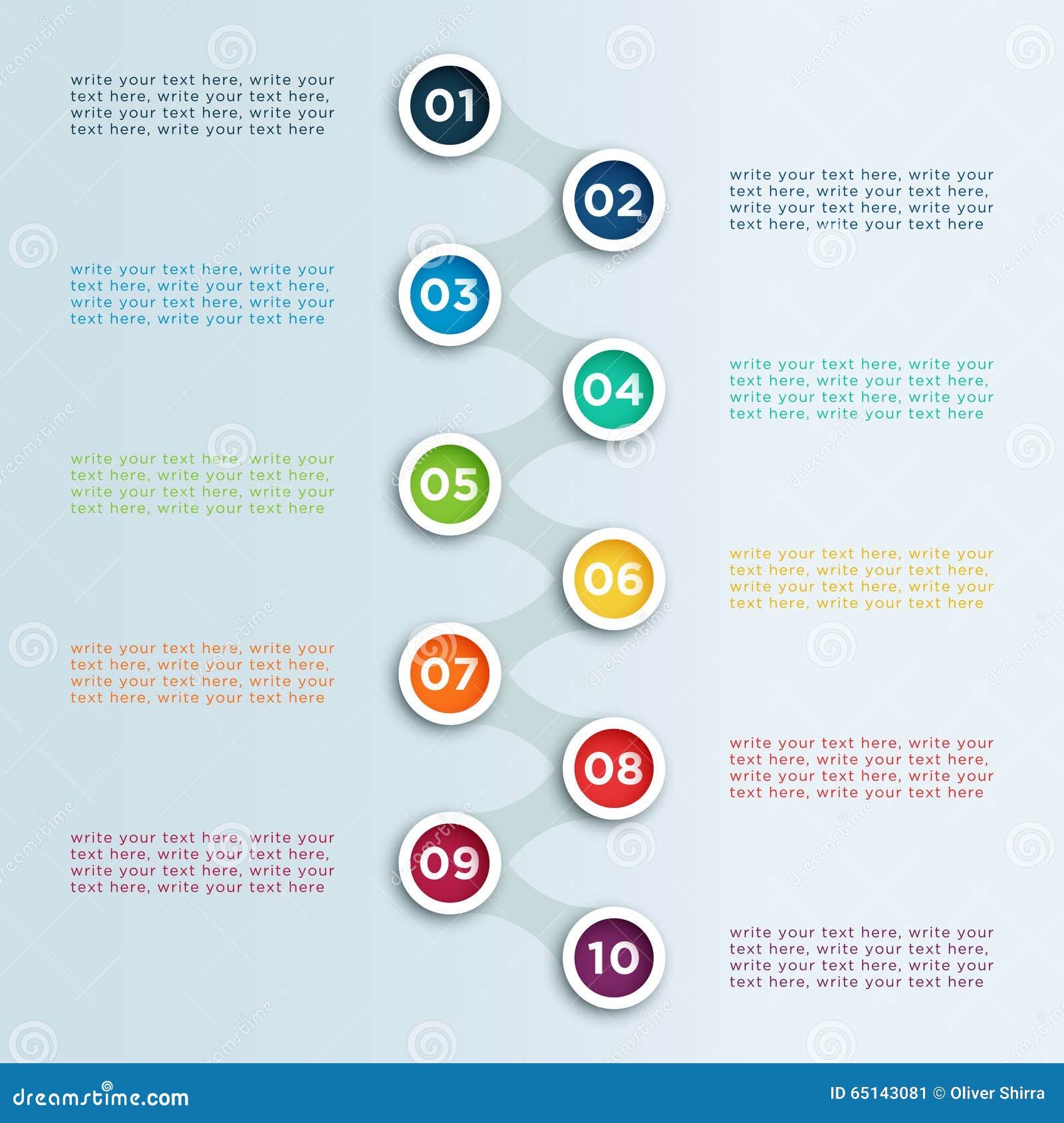 number linked bullet points in circles infographic template