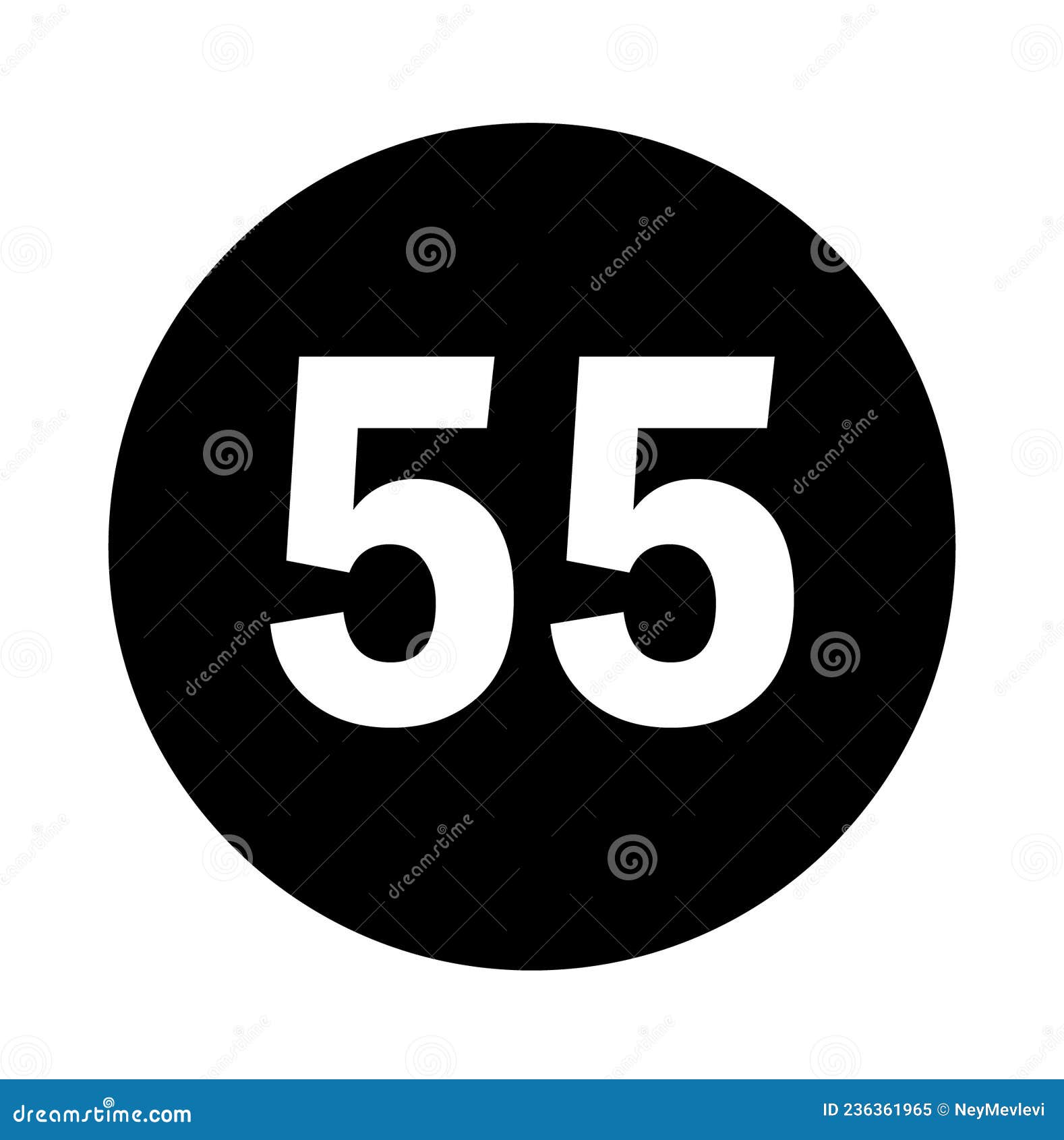 Number 55 Logo with Black Circle Background Stock Vector - Illustration