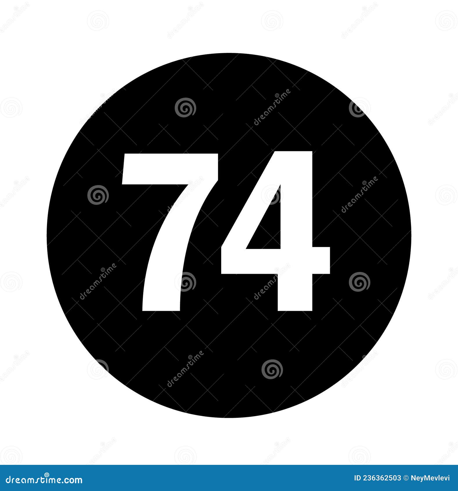 Number 74 Logo with Black Circle Background Stock Vector - Illustration ...