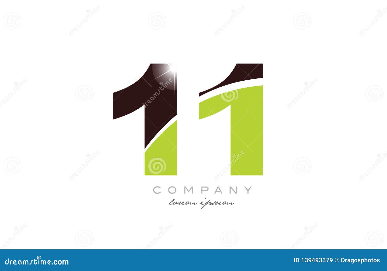 Number 11 in Green and Brown Color for Logo Icon Design Stock Vector ...