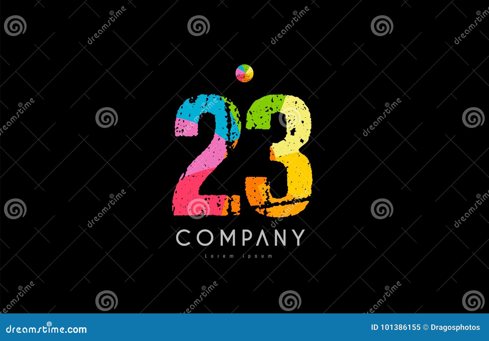 23 Number Grunge Color Rainbow Numeral Digit Logo Stock Illustration ...