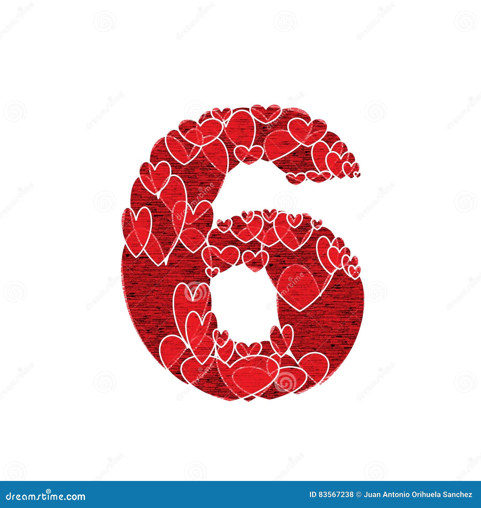 Number 6 made from hearts stock illustration. Illustration ...

