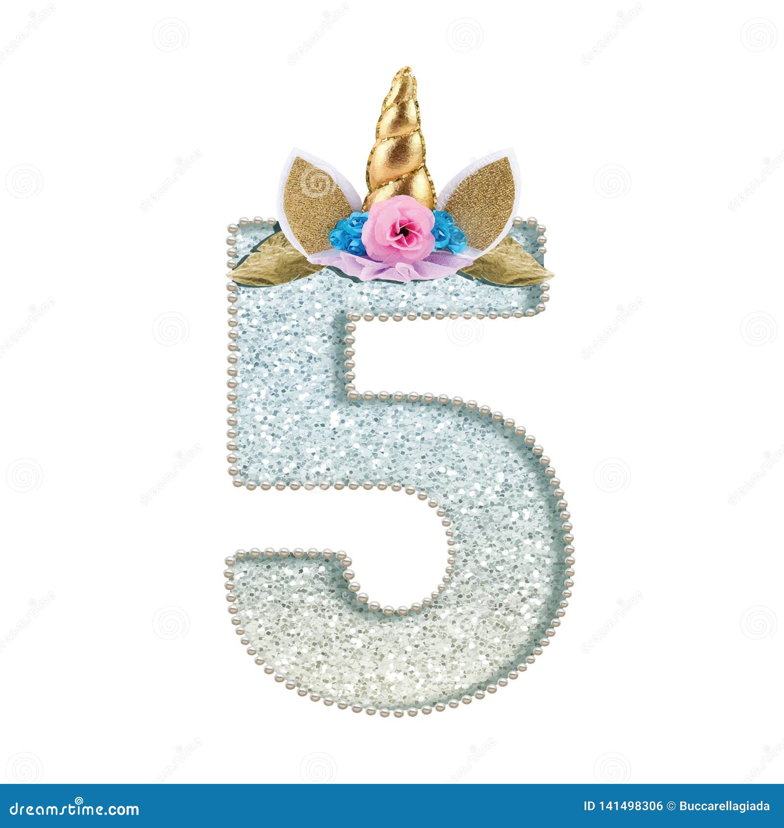 number 5 monogram alphabet unicorn 3d alphabet stock illustration