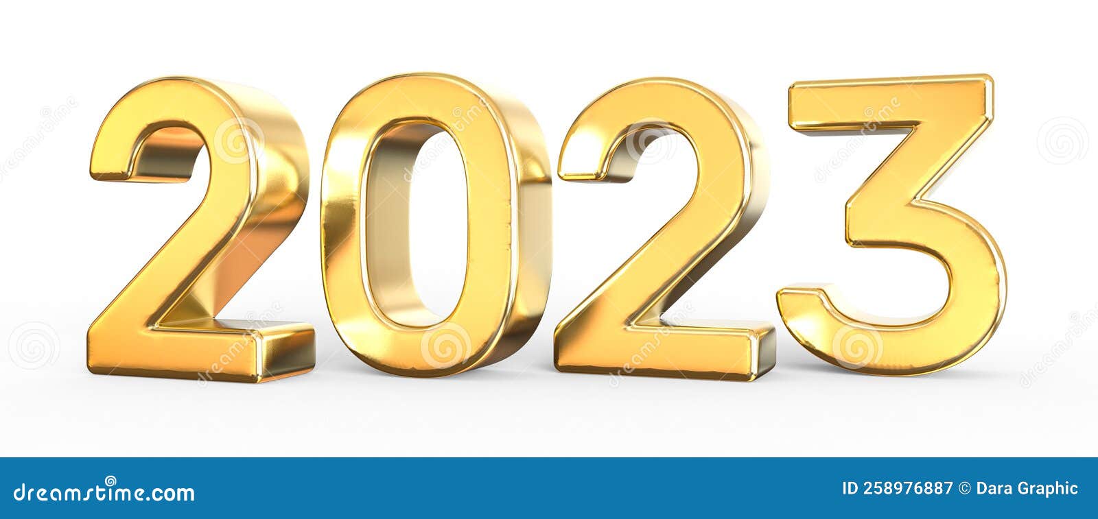 number 2023 new year 3d render 