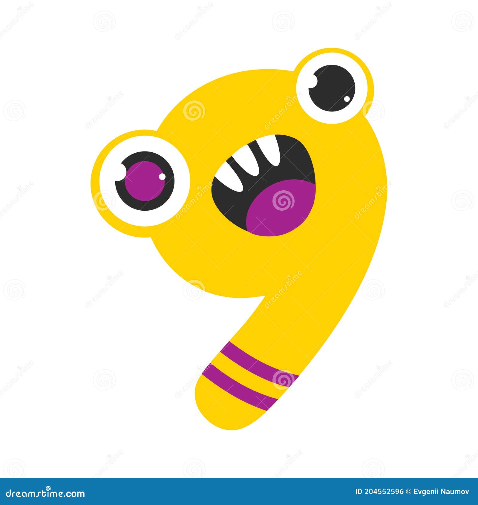 Number Nine Cute Monster, Funny Fantasy Alien Character, Mathematics  Symbol, Learning Material for Kids Cartoon Style Stock Vector -  Illustration of counting, funny: 204552596