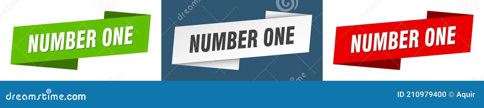 Number One Banner. Number One Ribbon Label Sign Set Stock Vector