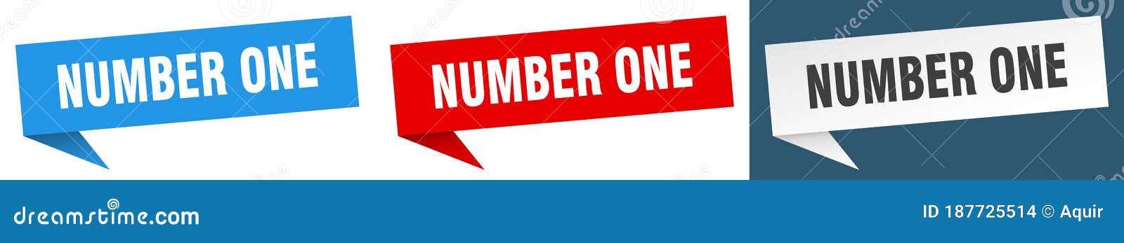 Number One Banner. Number One Speech Bubble Label Set Stock Vector