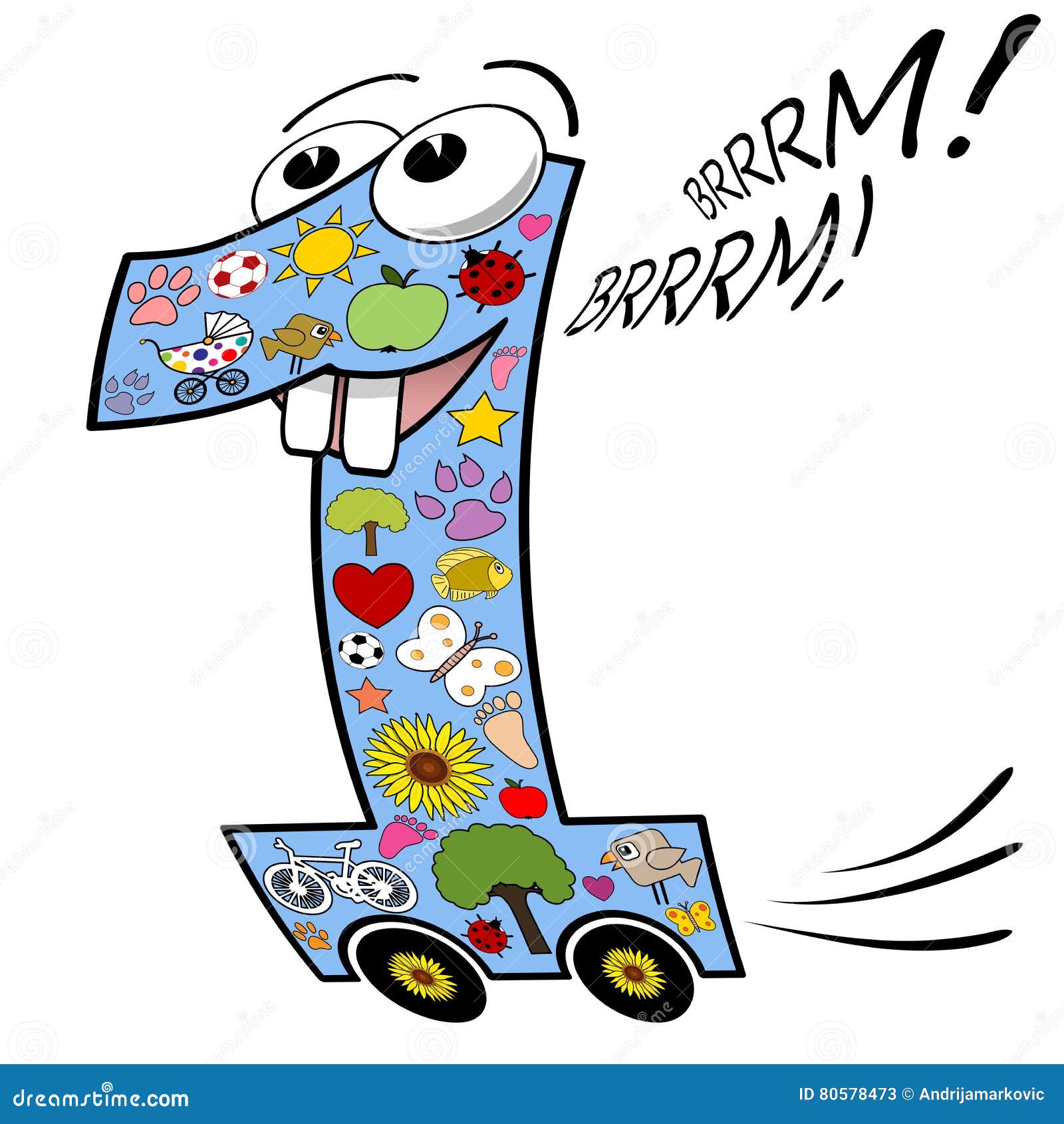 Number one cartoon stock vector. Illustration of baby - 80578473