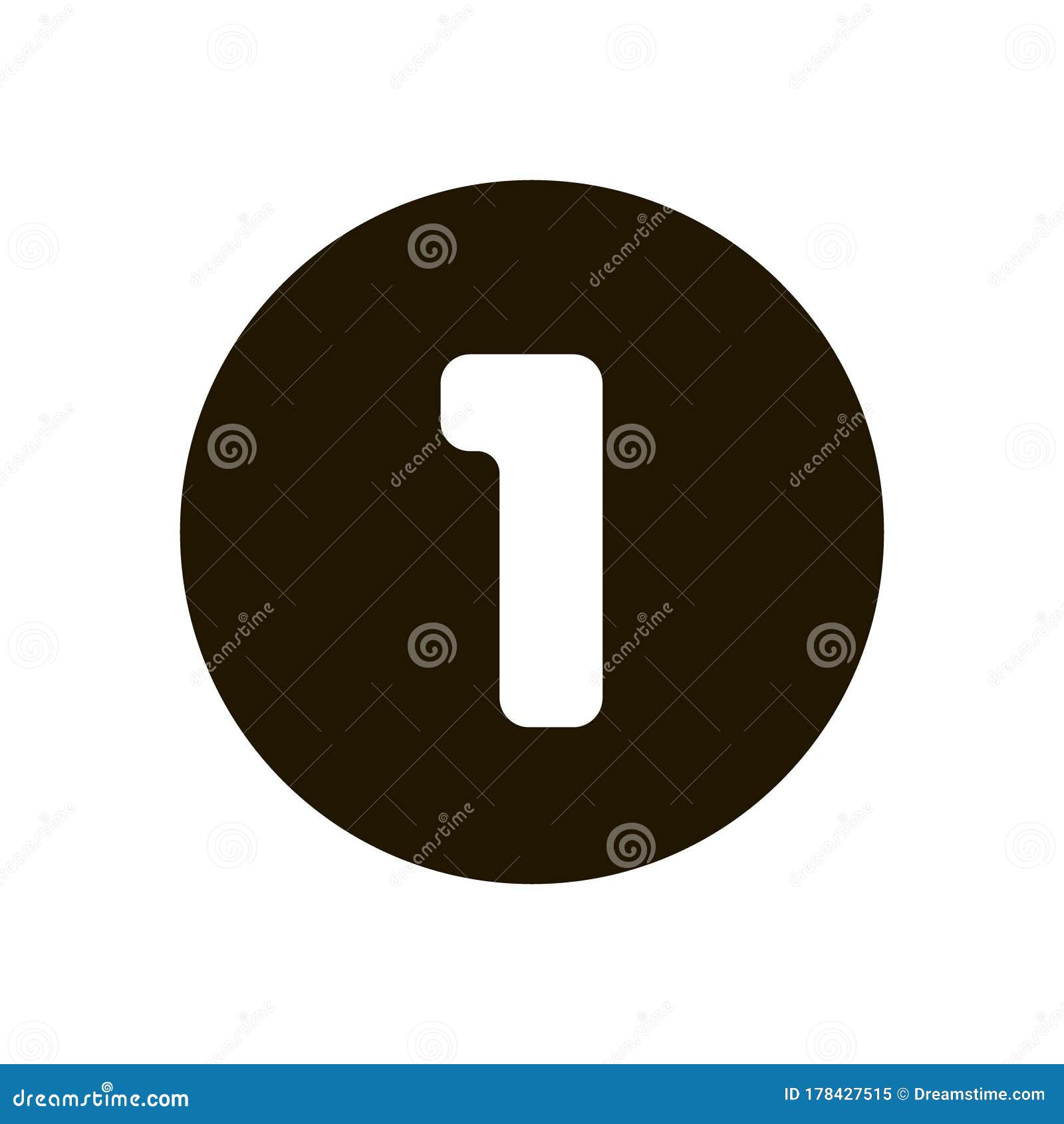 Number One in a Circle Icon on White Background. Vector Illustration