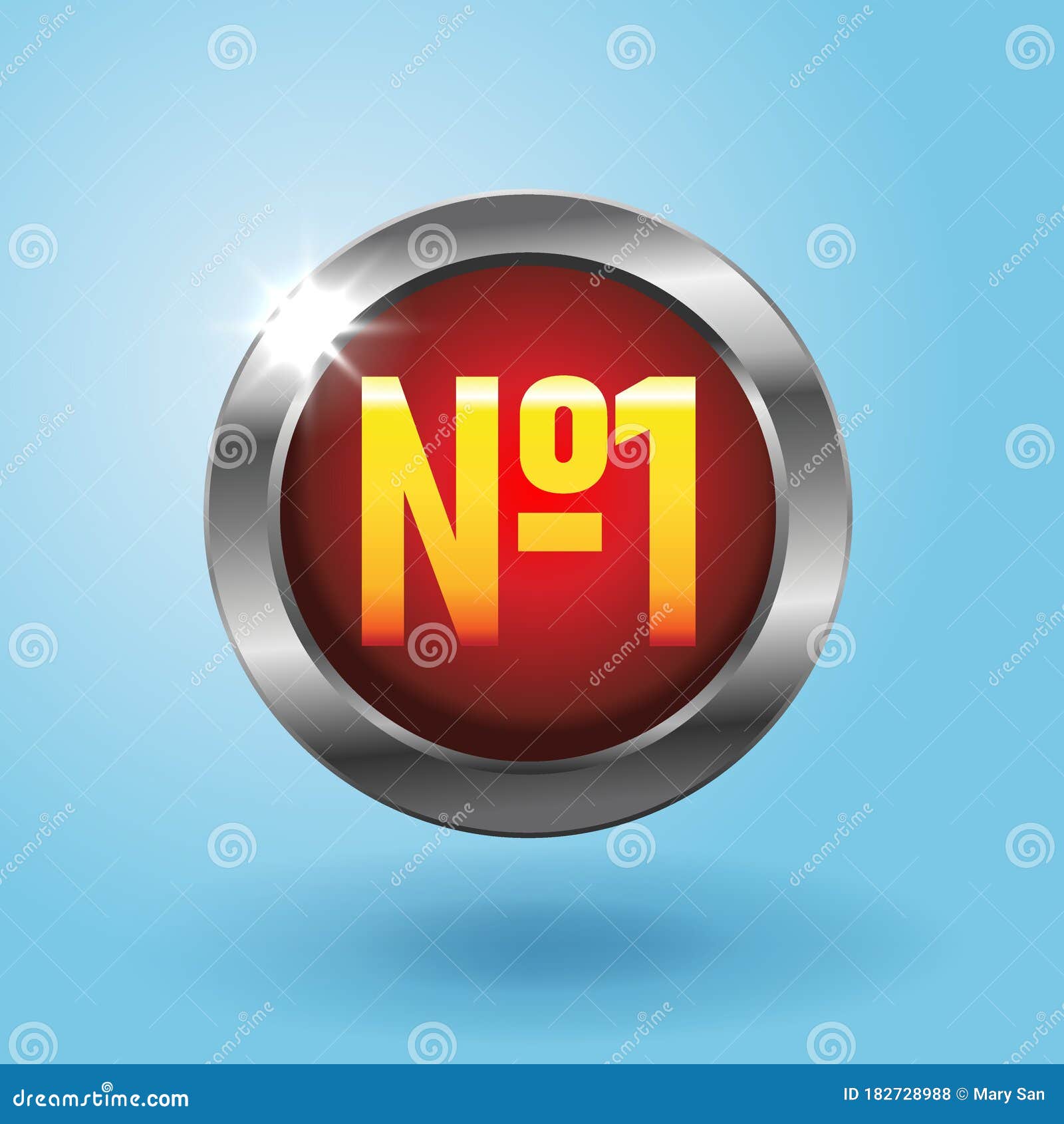 Number One Red Button on Blue Background, Best Choice Icon. Finest