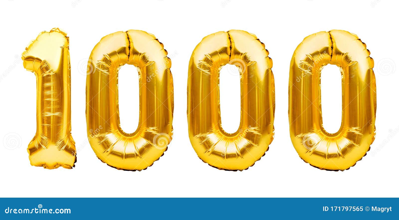 Number 1000 One Thousand Made Of Golden Inflatable Balloons