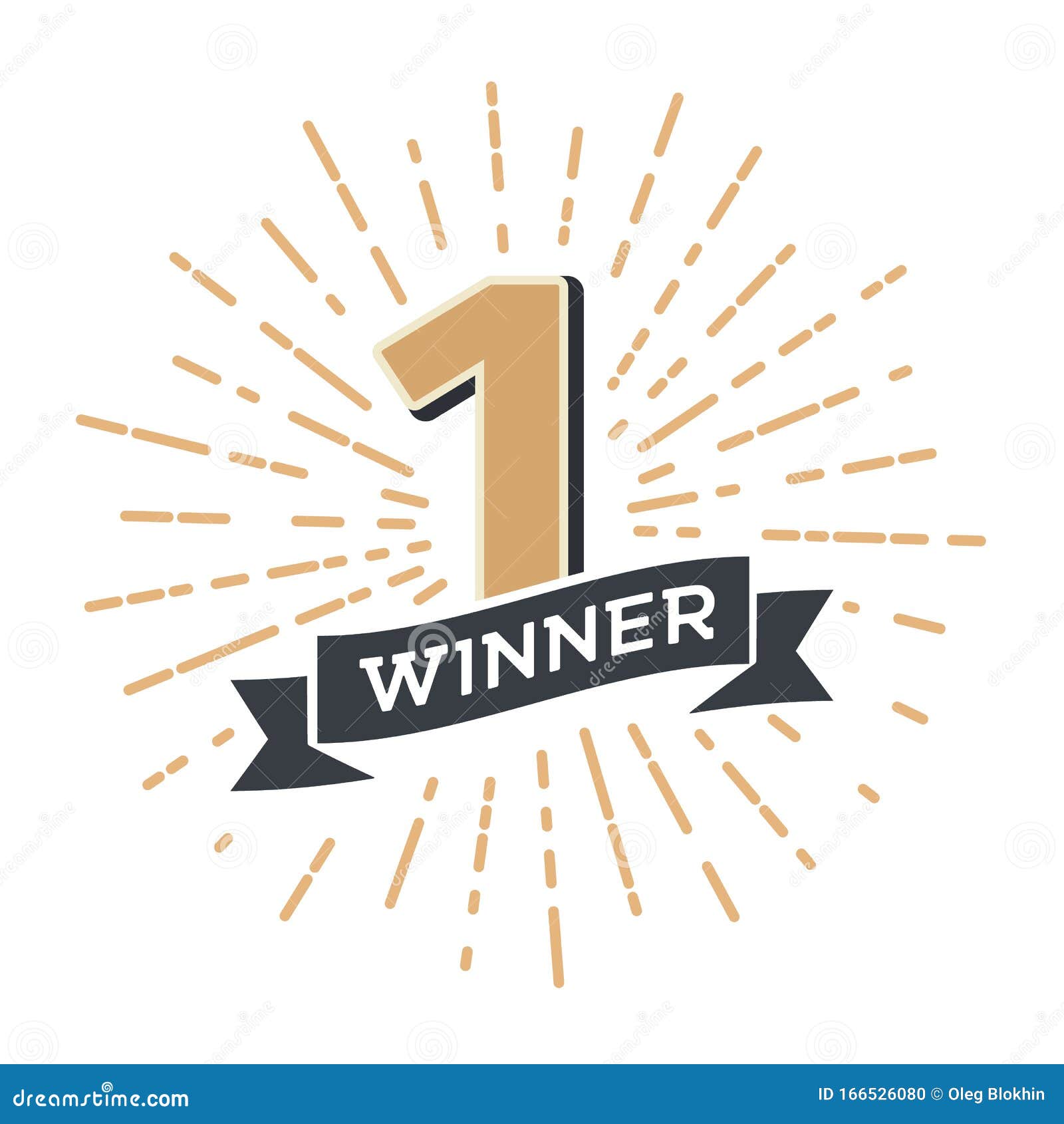Number One Winner Retro Vector Emblem. Vintage Logo 1 Place Champion