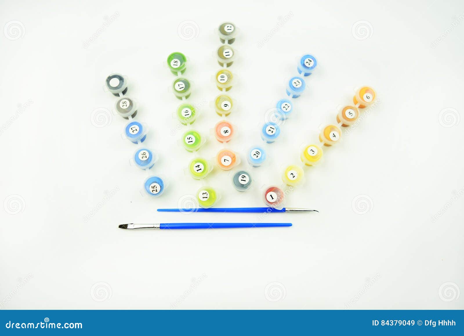 Number Painting Colors Set on a Canvas. Stock Image - Image of works