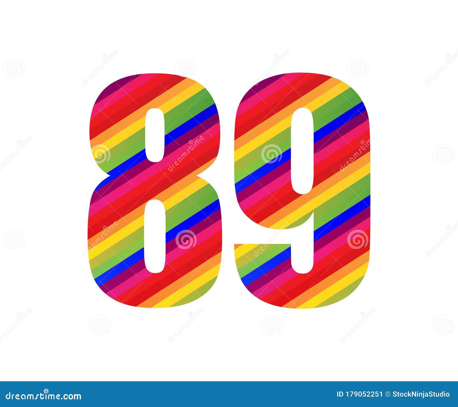 89-number-rainbow-style-numeral-digit-colorful-number-vector