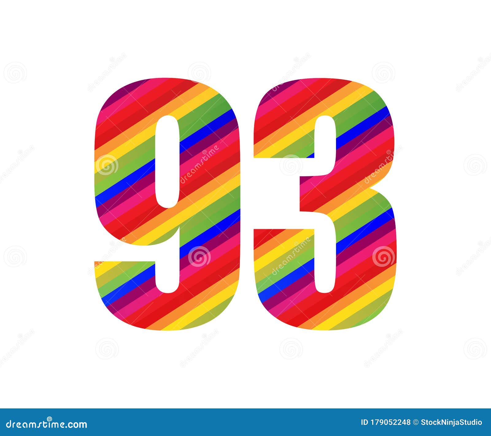 93-number-rainbow-style-numeral-digit-colorful-number-vector