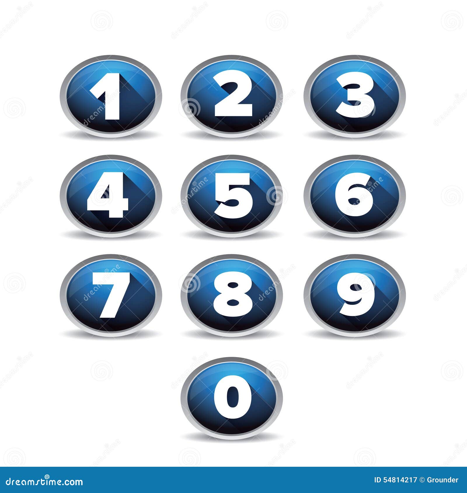 Number set vector blue stock vector. Illustration of three - 54814217