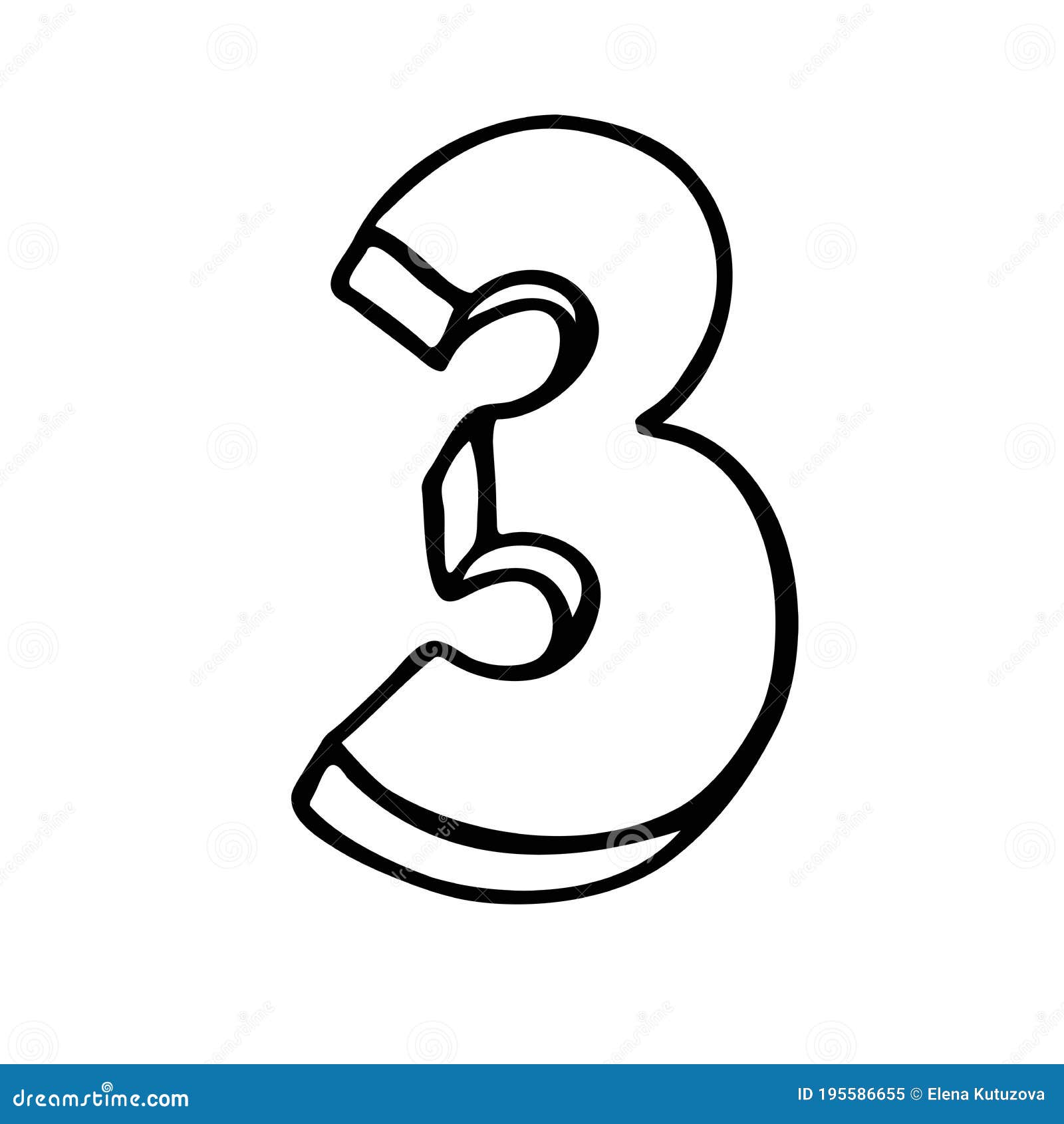 Number 3. Sign Number, Black and White Graphic Number Three Logo