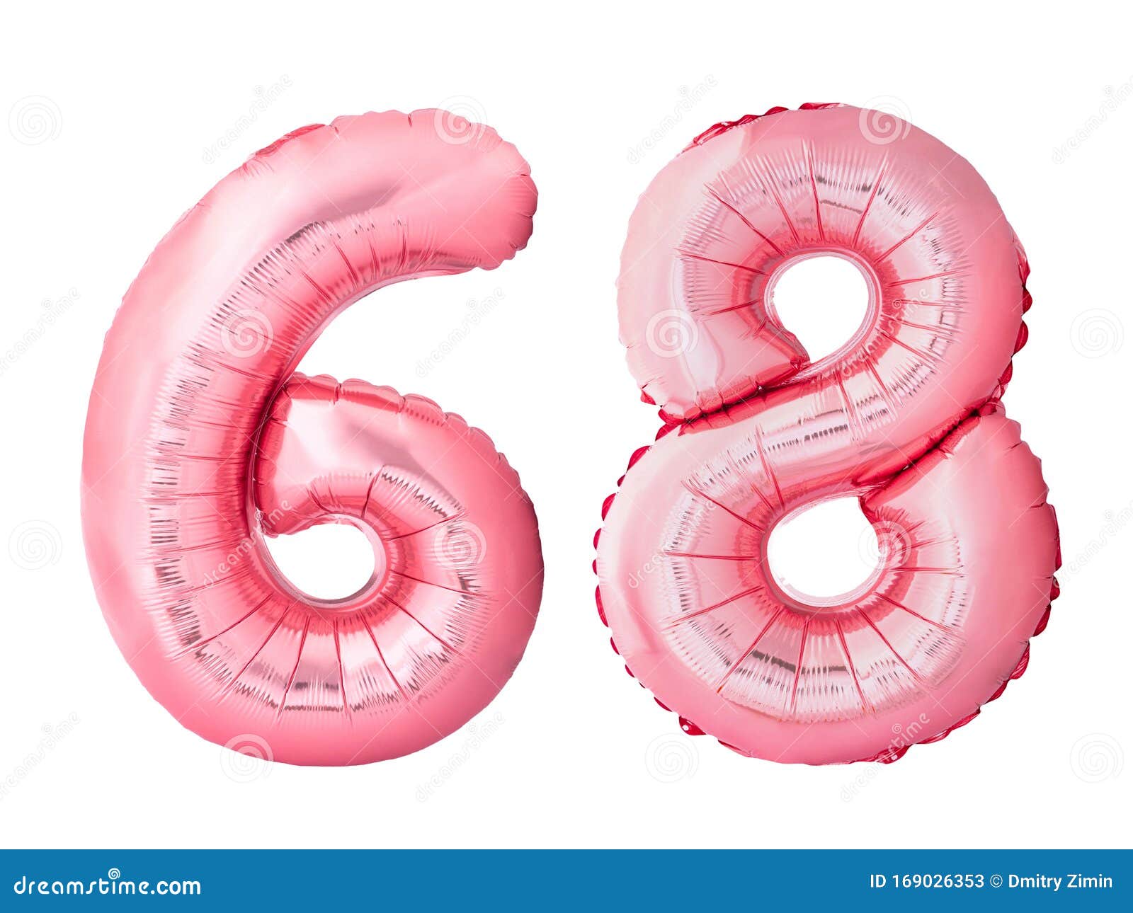 Number 68 Sixty Eight Made Of Rose Gold Inflatable Balloons Isolated On ...