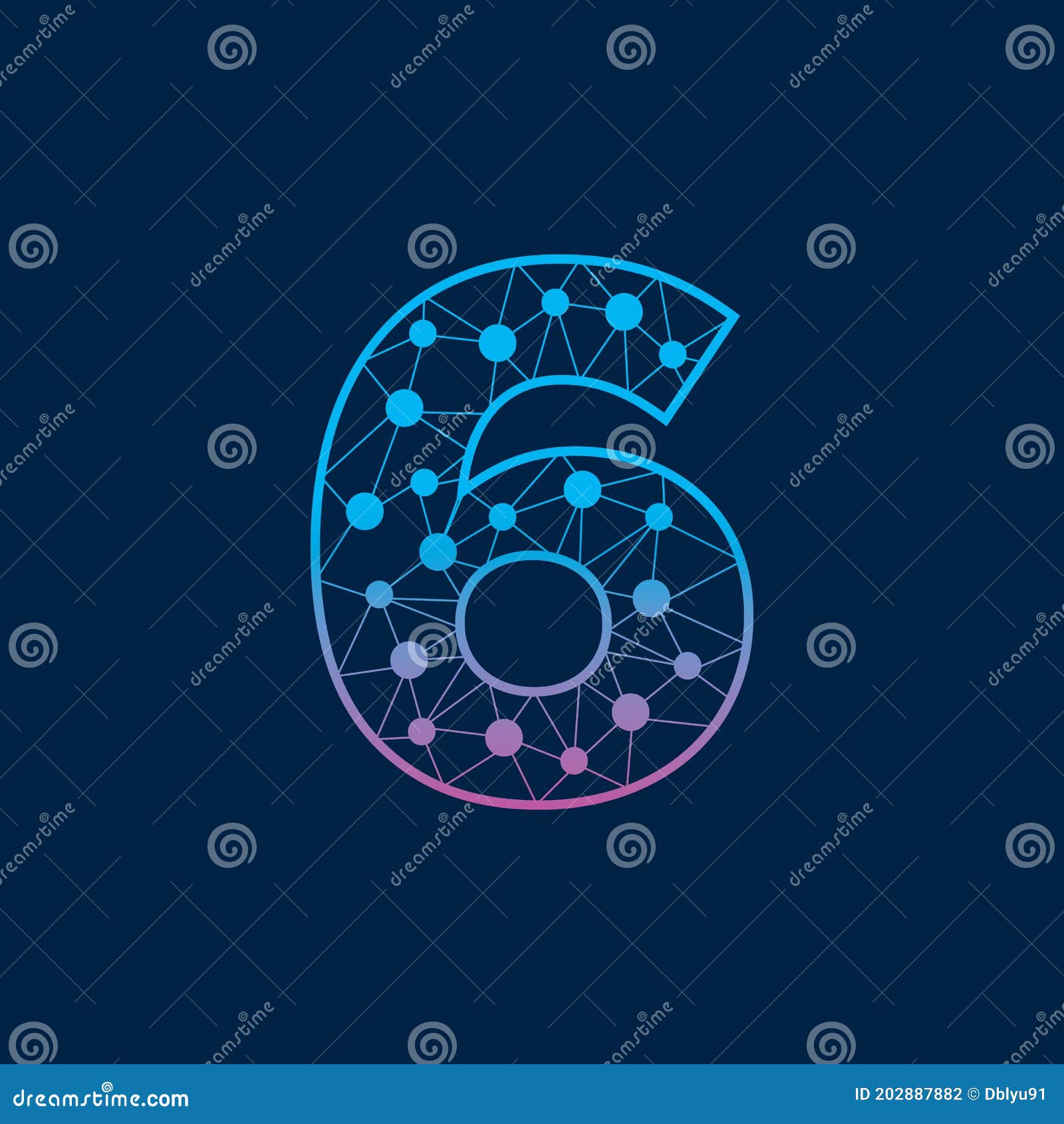 Number 6 Tech Logo, Icon, or Symbol Template Design Stock Vector ...