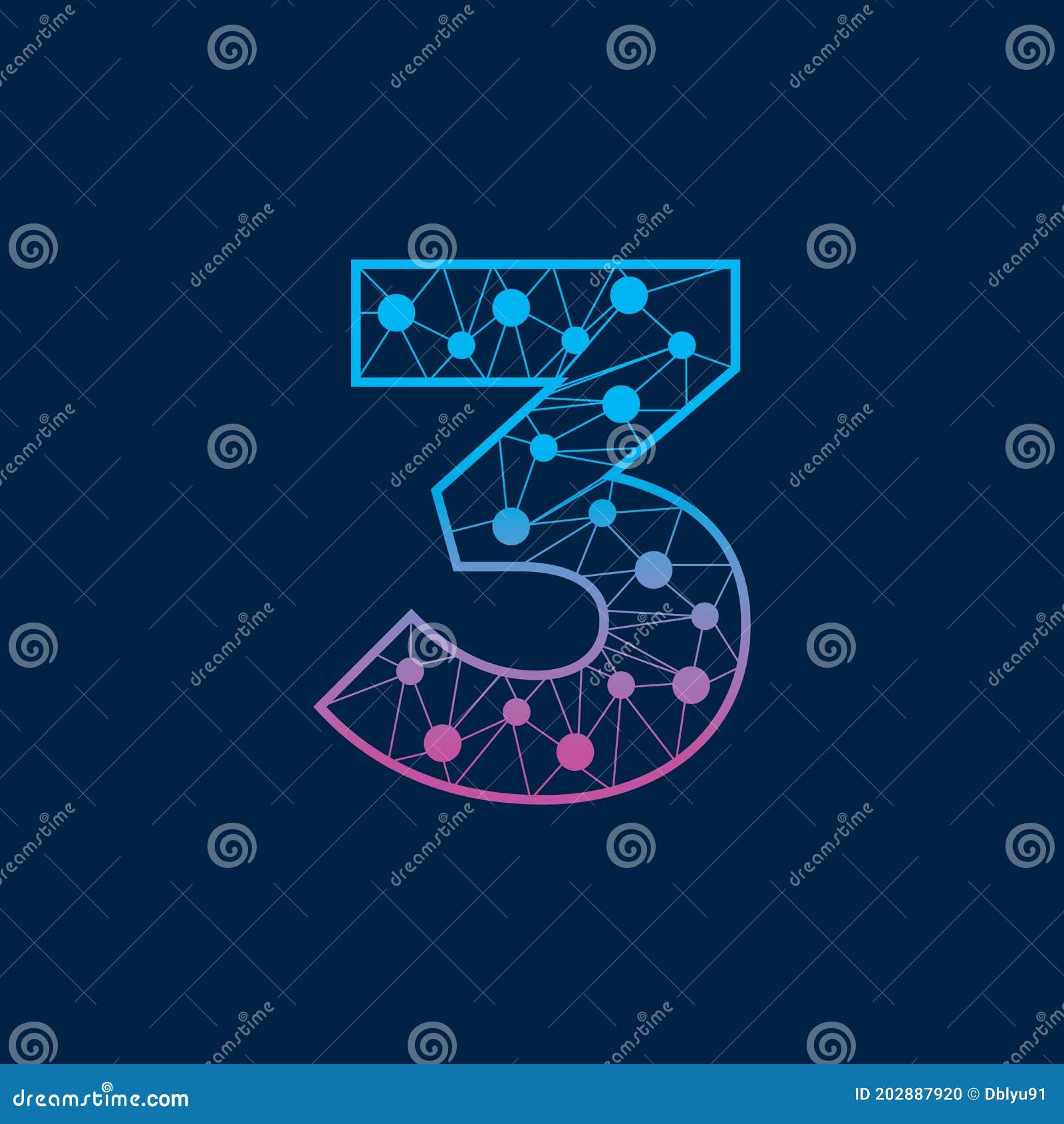Number 3 Tech Logo, Icon, or Symbol Template Design Stock Vector ...