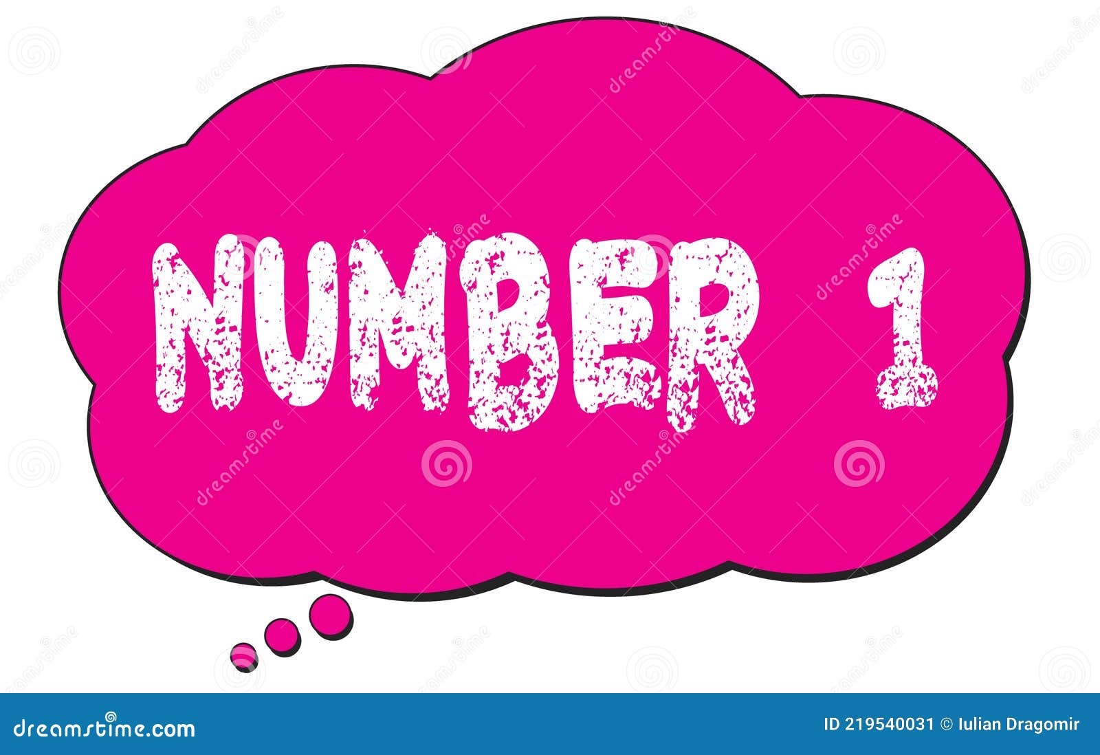 NUMBER 1 Text Written on a Pink Cloud Bubble Stock Illustration