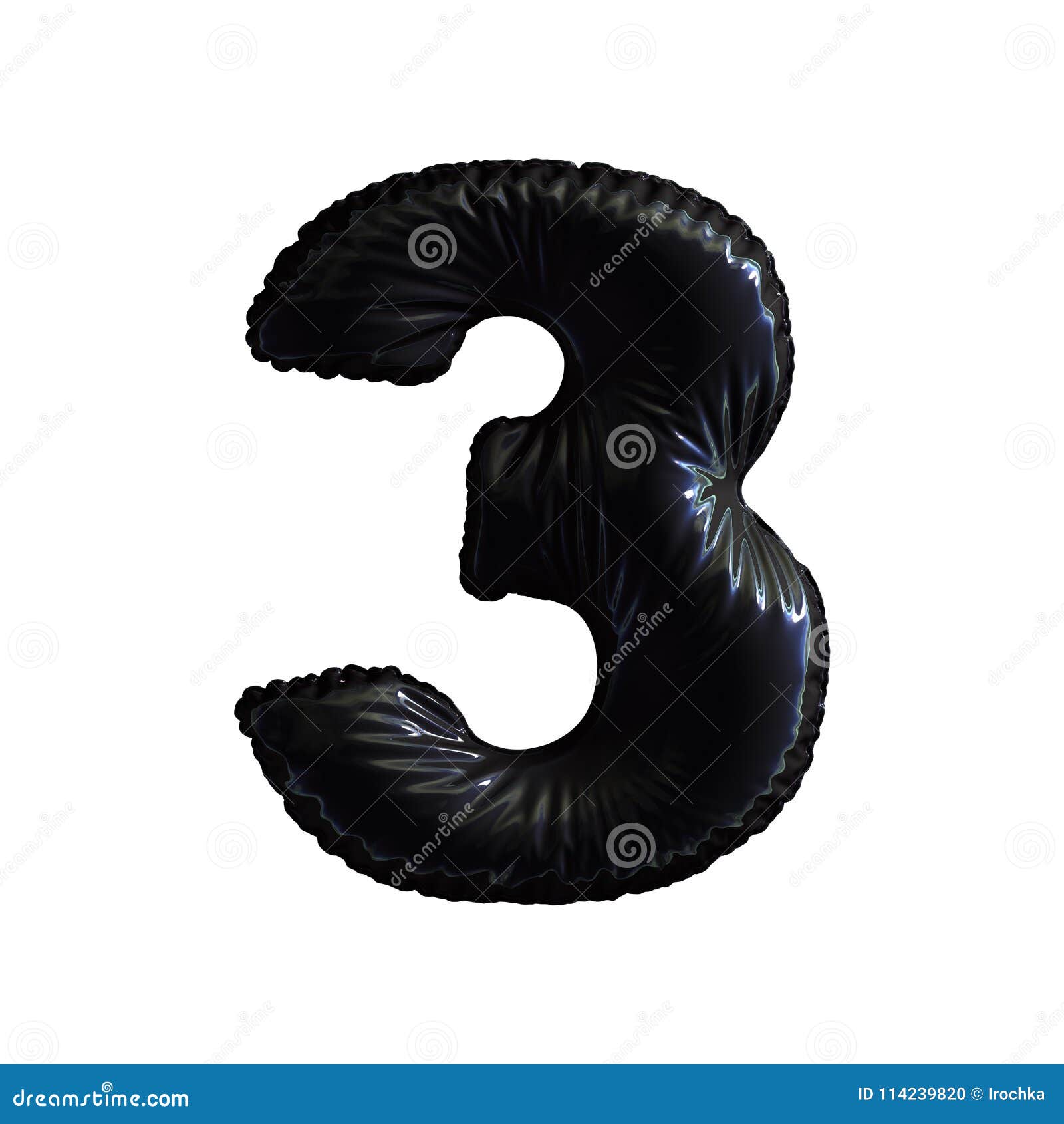 Number 3 Three of Black Balloons on a White Background. Stock