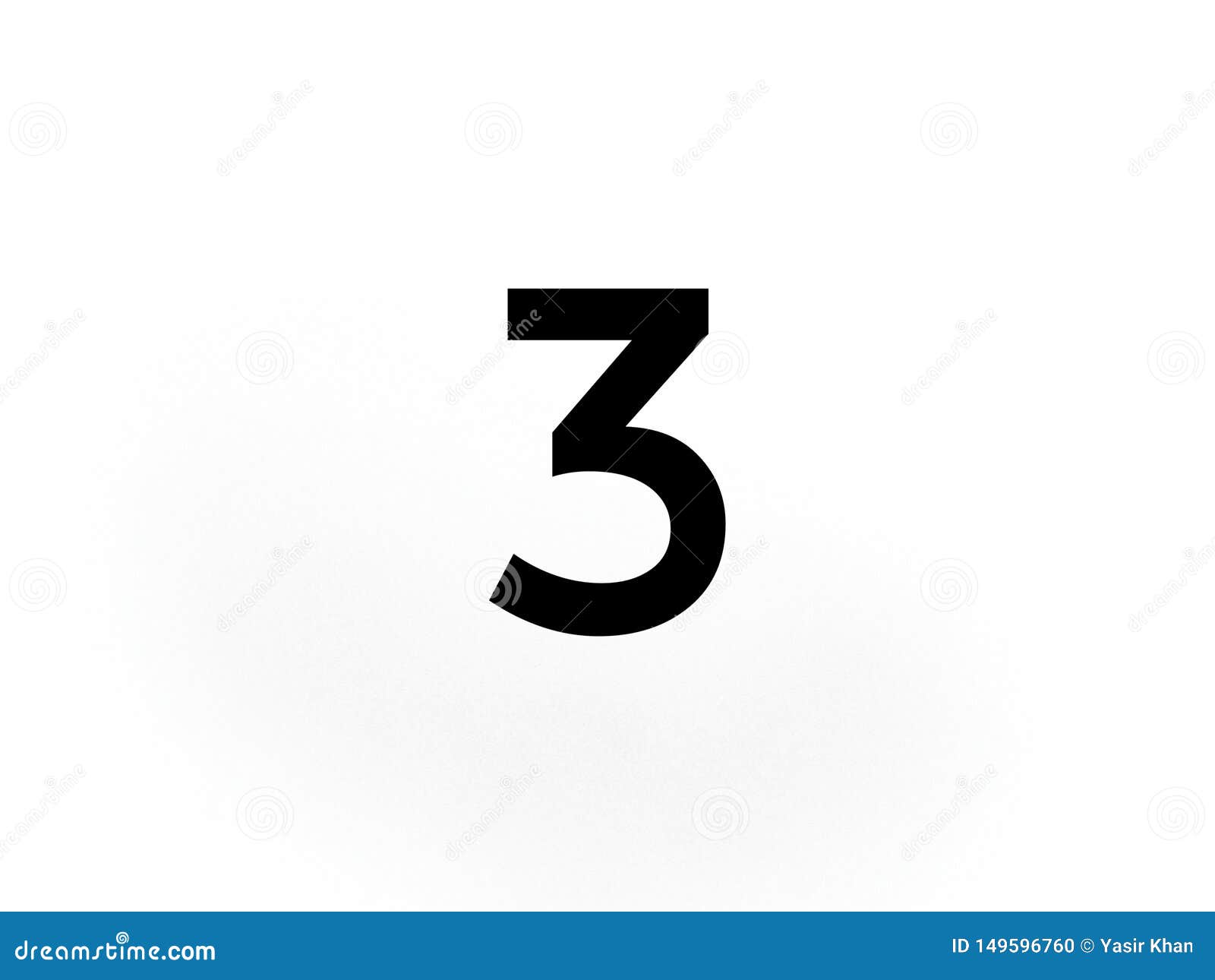 Number Three 3 in Black Color on a White Background Stock Illustration