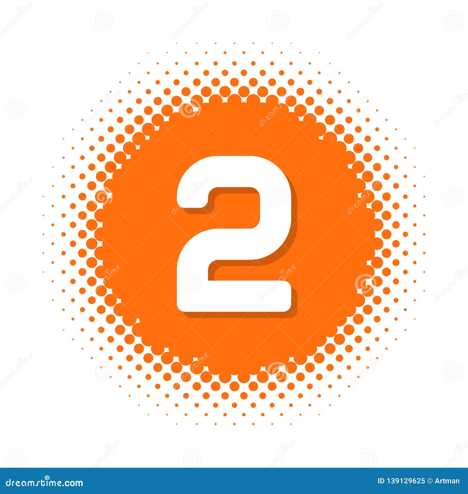 Number Two on Halftone Round Shape Stock Vector - Illustration of