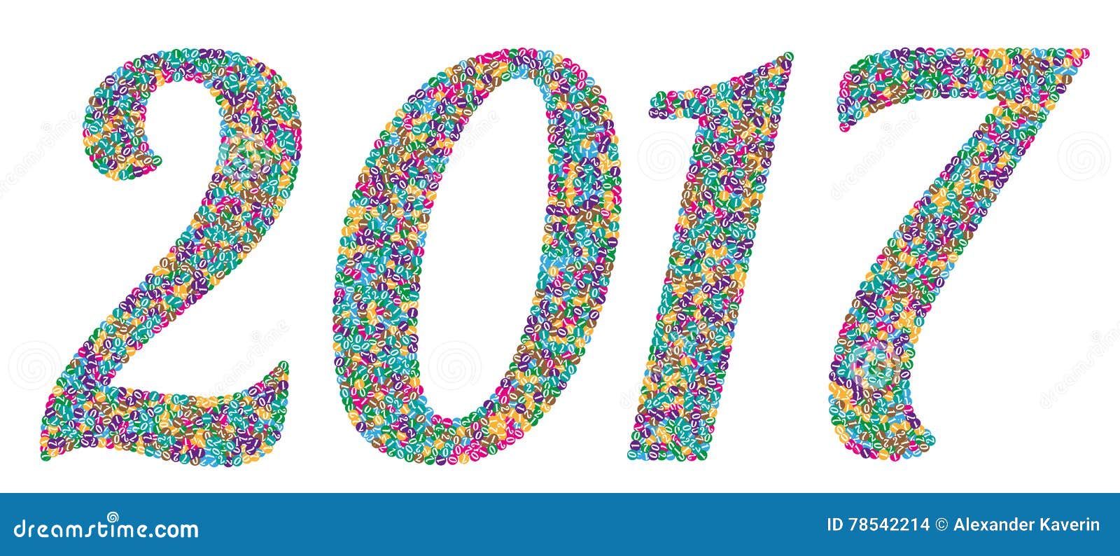 Number 2017 Two Thousand Seventeen Stock Vector Illustration of